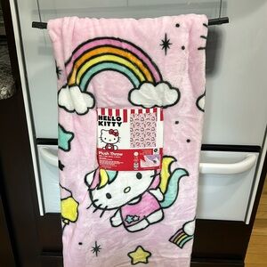 Hello Kitty Unicorn Rainbow Plush Throw Blanket Pink 50x70 NWT Sanrio
